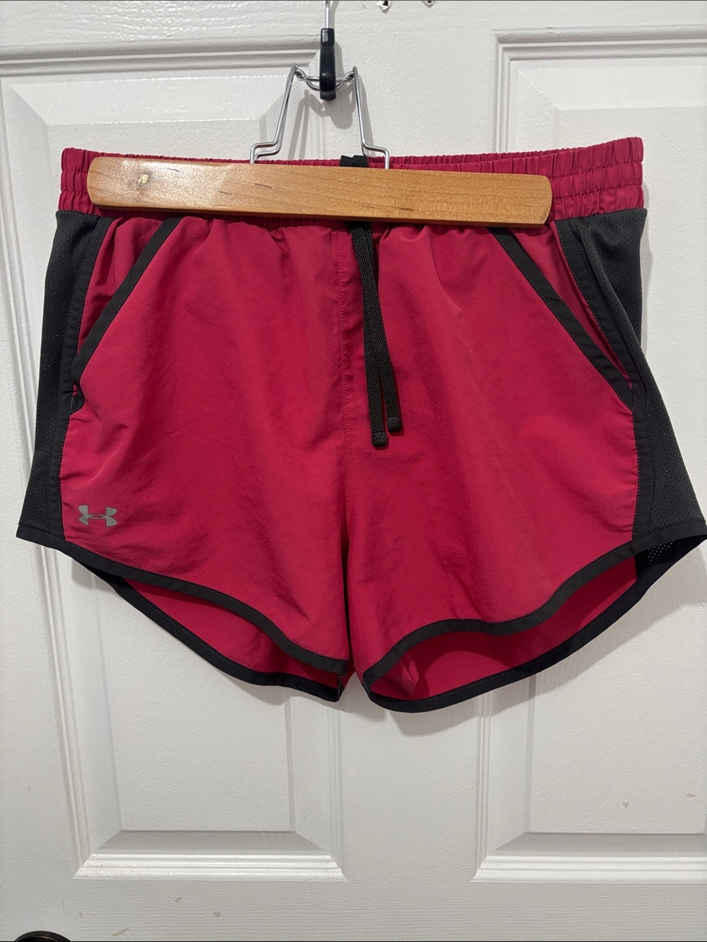 Under Armour Women's Magenta and Black Athletic Shorts